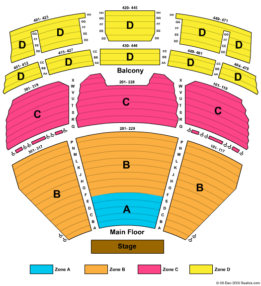 American Music Theatre End Stage Zone Seating Chart